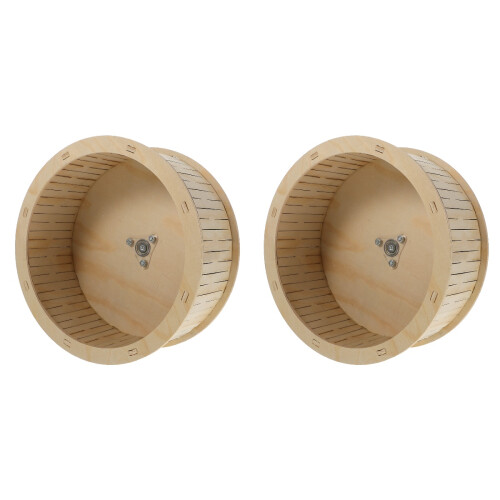 2Pièces Roue Hamster En Bois D’activité Silencieux 2
