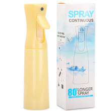 Continuous Spray Bottle 10 oz Yellow Fine Mist Refillable Mister for Hair Styling Plants and Cleaning