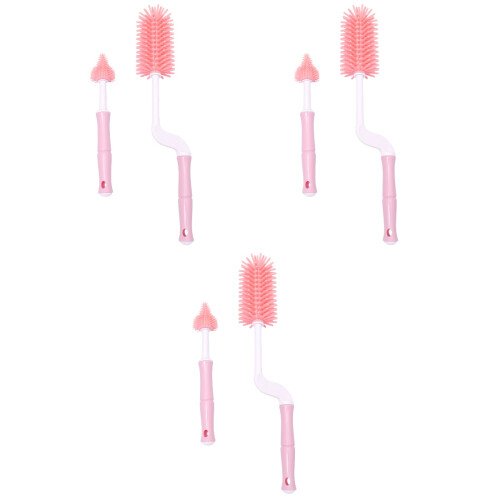 3Ensembles Brosse Nettoyage Bébé Rose Éponge Pacifier Durable 2