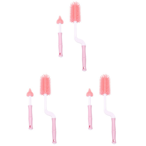 3Ensembles Brosse Nettoyage Bébé Rose Éponge Pacifier Durable 1