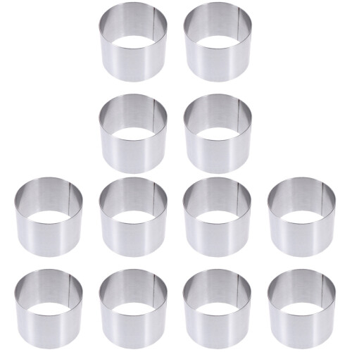 12Pcs Reusable Silver Round Cake Biscuit Mousse Moulds for Baking Use 2