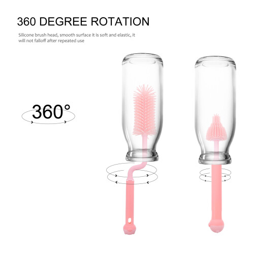 1Ensemble Brosse Silicone Long Rose Pour Tétine Bébé 1