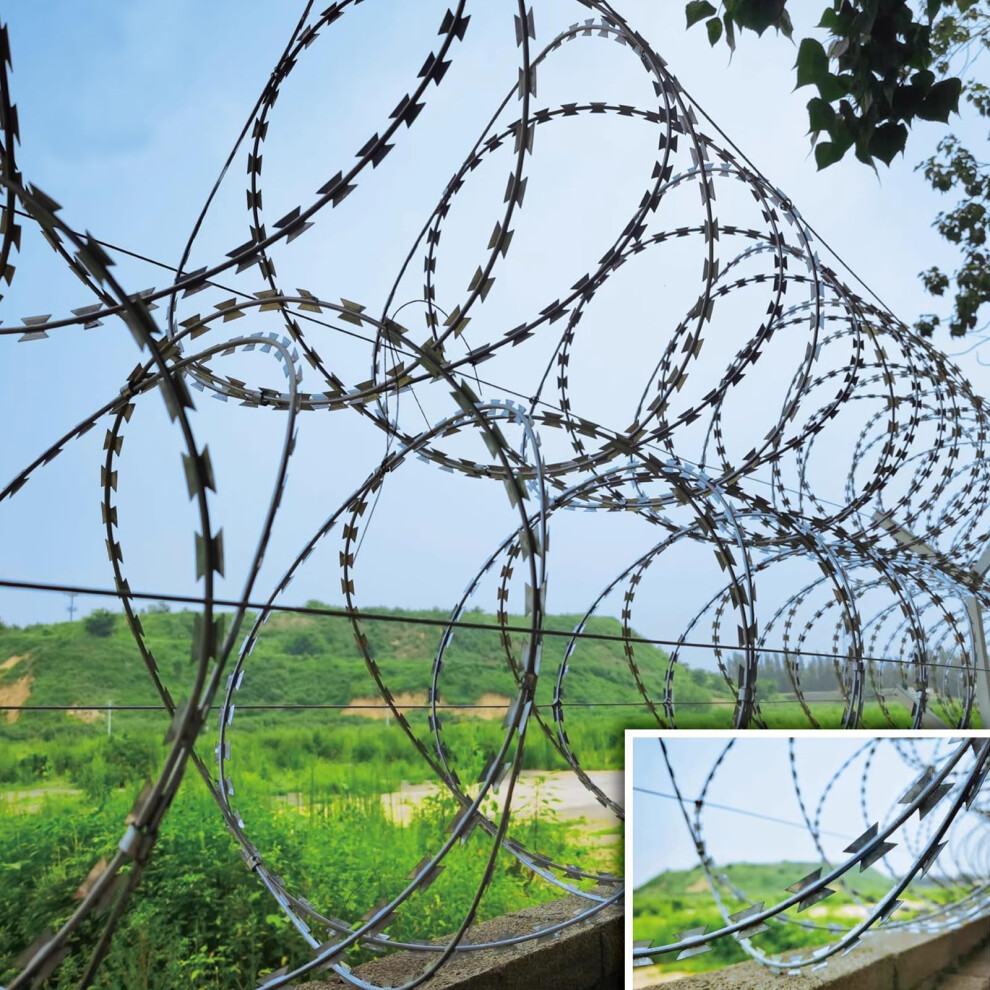 Galvanized Helical Razor Wire Fence 165Ft Corrosionresistant Steel Protection Barrier 9113335628496