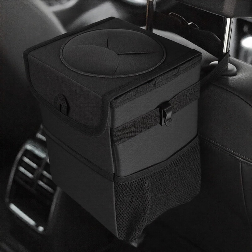 Car Organizer With Trash Can And Heavyduty Headrest Hooks, Backseat Storage For Handbags, Black 9070919835421