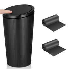 Car Trash Can with Lid, Leakproof Vehicle Garbage Bin for Car Interior and Multipurpose Storage, Black