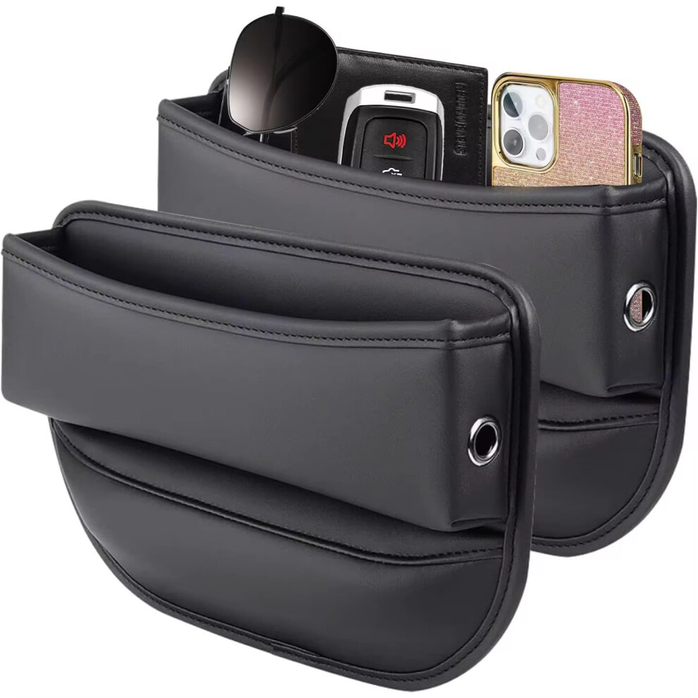 Car Seat Gap Filler Organizer 2Pack Pu Leather Universal Fit For Cars Suvs Trucks Black 9070919835551