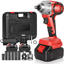 1/2 Inch Cordless Impact Wrench Torque 210 ftlbs Brushless 18V Right Angle Set with 2 Batteries