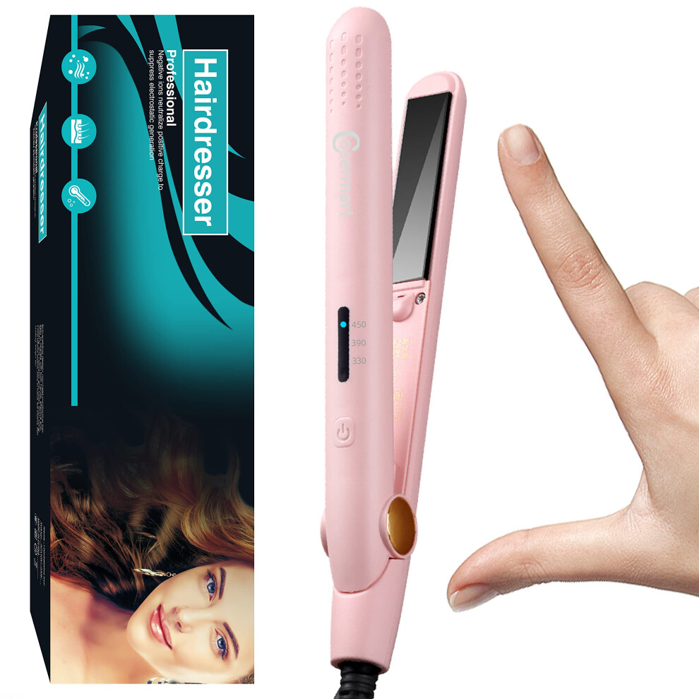 Pink 2 In 1 Hair Straightener And Curler With Titanium Ceramic Plates, Ionic Control, Dual Voltage