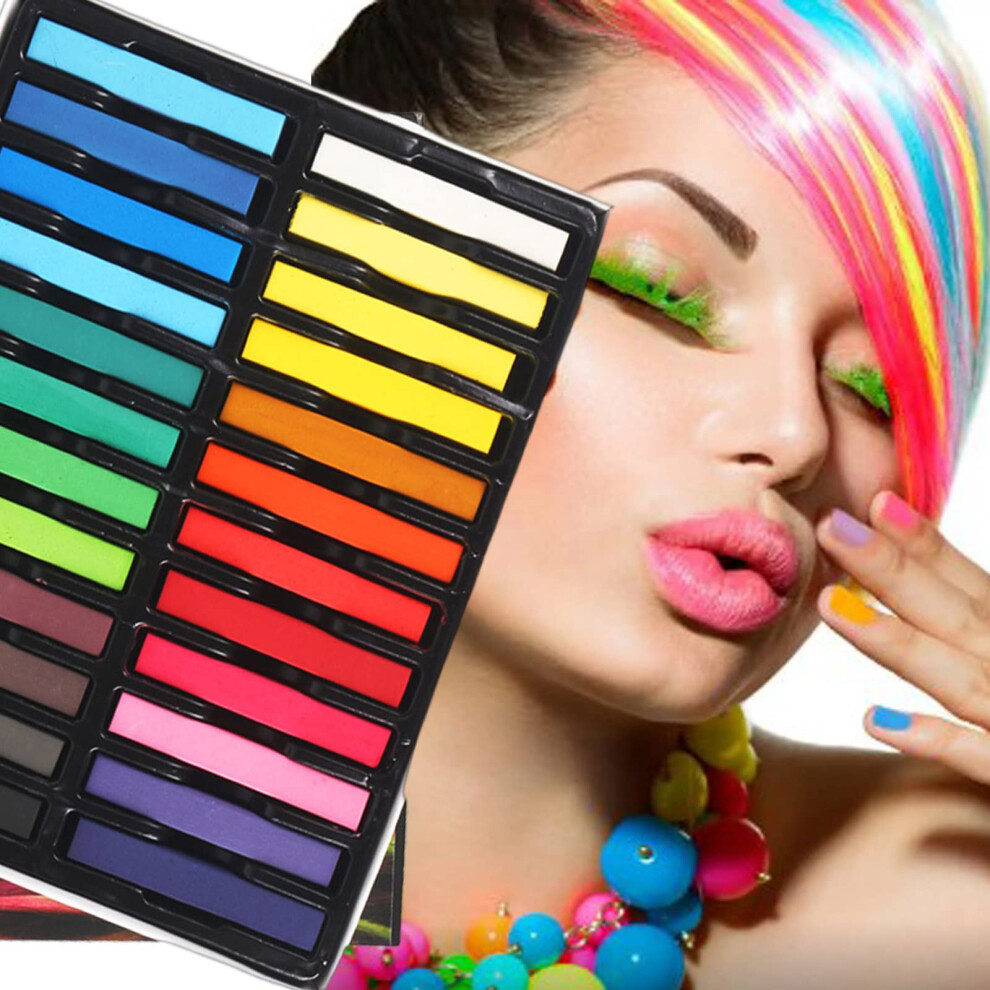 Blue/Green Hair Chalk Set 24 Vibrant Washable Colors Temporary Hair Color Pens For Kids Girls Party Cosplay