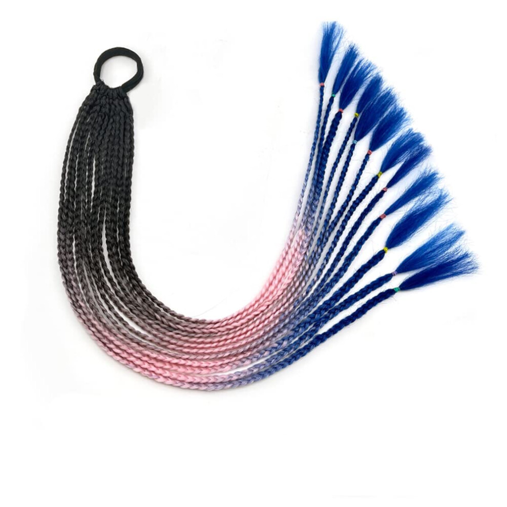 Unisex Colorful Braided Ponytail Extension 60Cm Long Hairpiece With Comfortable Elastic Hold