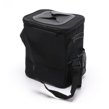 Car Trash Can with Lid, Waterproof Leakproof Collapsible Car Garbage Bin with Adjustable Strap, Black