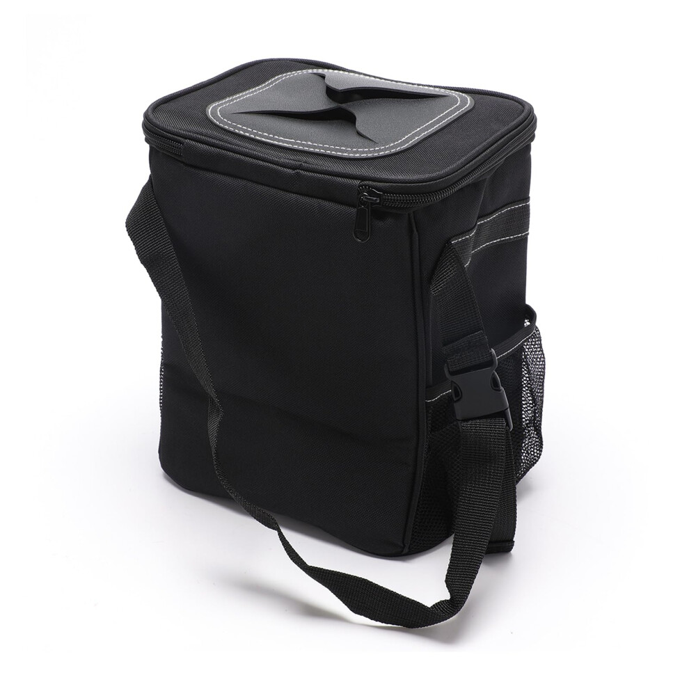 Car Trash Can With Lid, Waterproof Leakproof Collapsible Car Garbage Bin With Adjustable Strap, Black 9070919835995