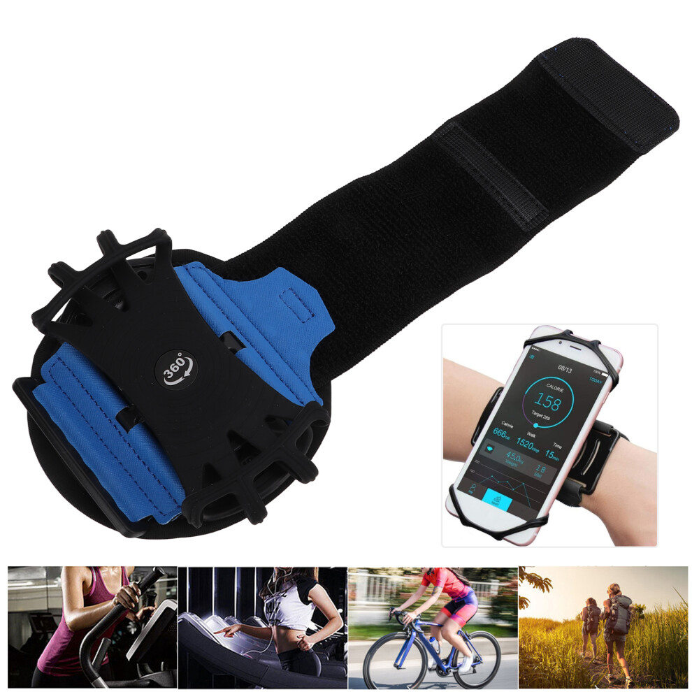 6.6In Phone Holder Armband, 180 Rotation, Detachable Wristband Blue 3431383261325