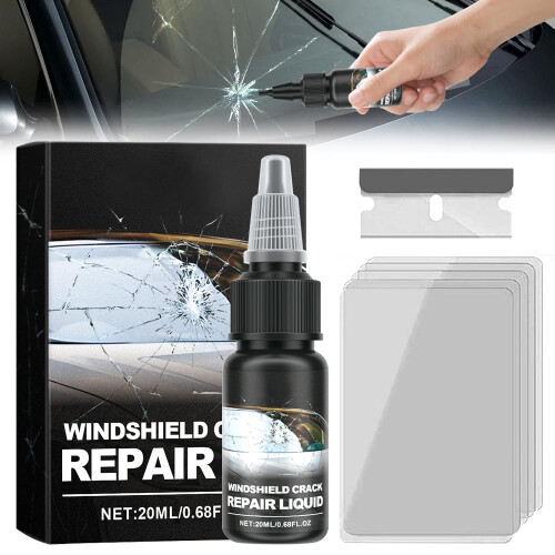 Windshield  Kit with Advanced Resin Formula for Fast Invisible Chip and Crack Fix (1 Set)