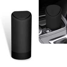 Car Trash Can with Lid, Silicone Cup Holder Bin, Silent and Waterproof, Easy Clean Black