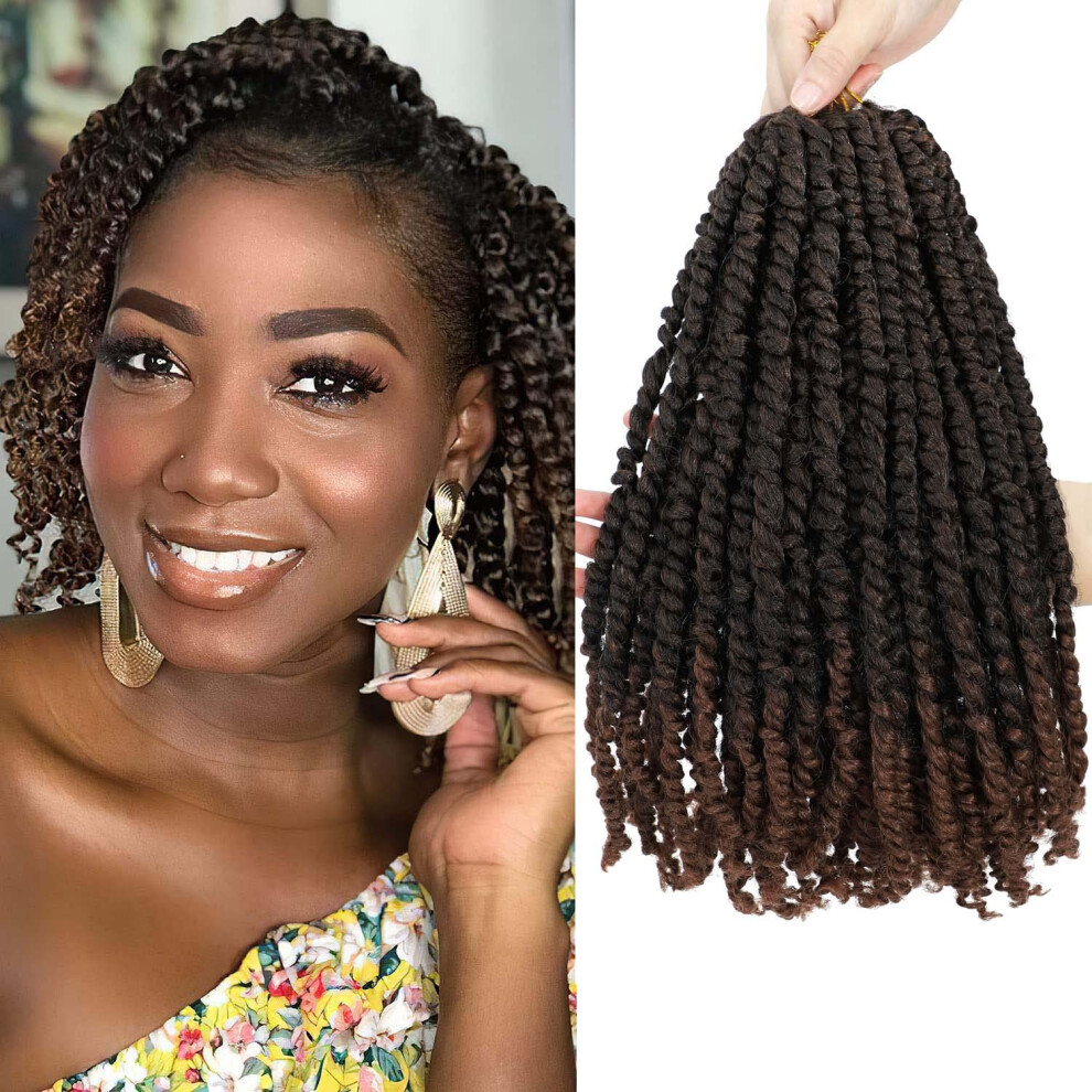 Unisex Passion Twist Crochet Hair 12 Inch Pre Twisted Prelooped Bohemian Style, Tangle Lightweight, T30# 2 Packs