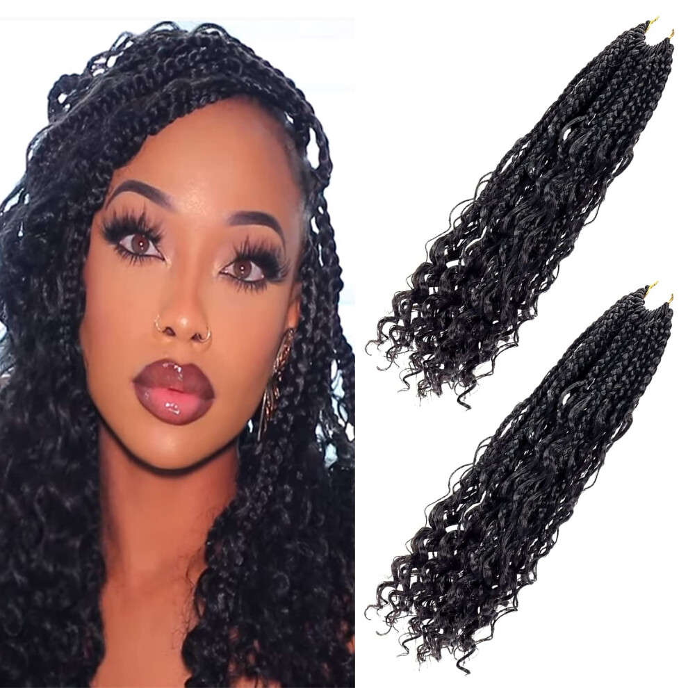 22 Inch Goddess Box Braids Crochet Hair Pre Looped Bohemian Curly Ends Natural Black Braiding Extensions for Black Women