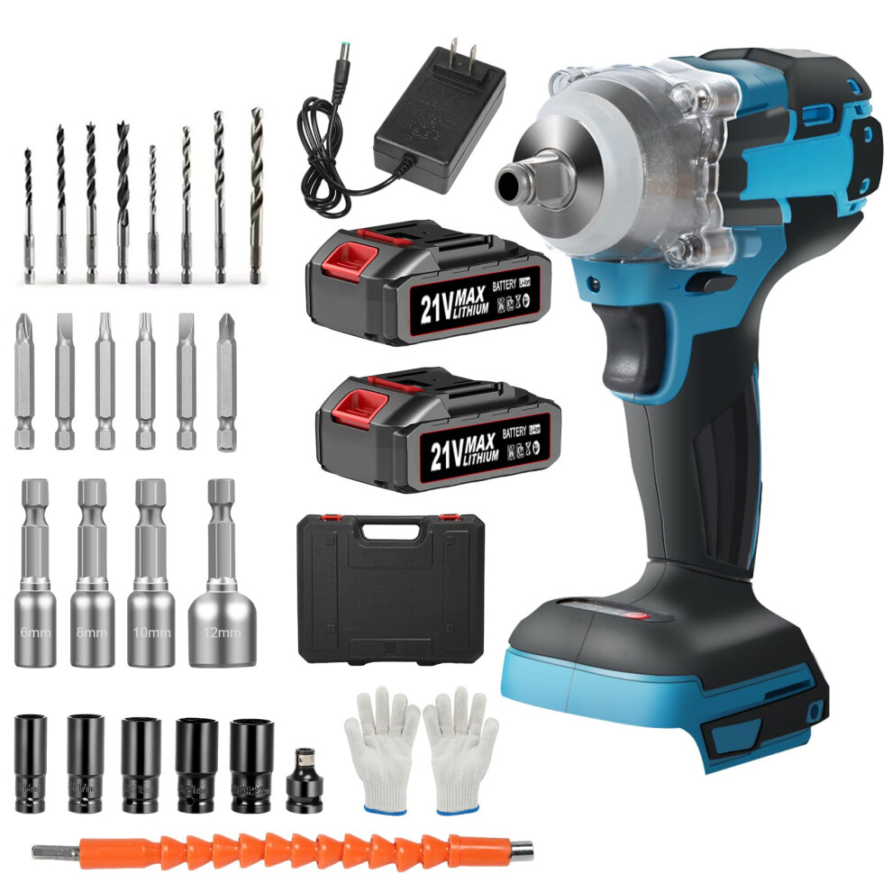 21V Brushless Cordless Impact Wrench 1/2 Inch Drive 300Nm Torque Led Light Variable Speed 9113335629769