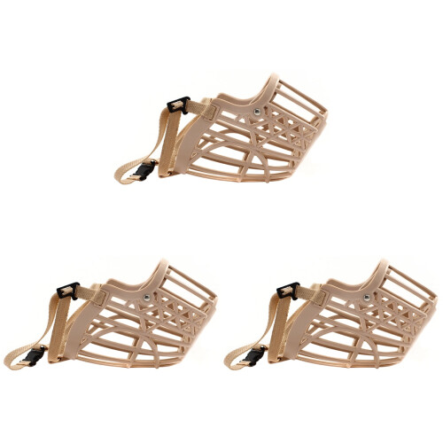 3Pièces Protection Muselière Anti-Morsure Marron Clair Ajustable 1