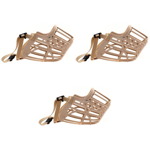 3Pièces Protection Muselière Anti-Morsure Marron Clair Ajustable 2