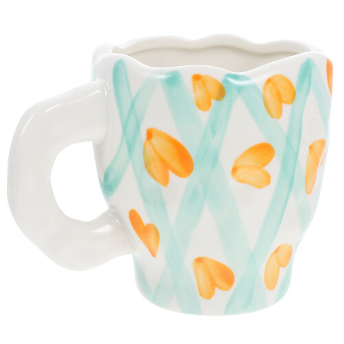 2Pcs White Handled Ceramic Coffee Cups Perfect for Breakfast Use