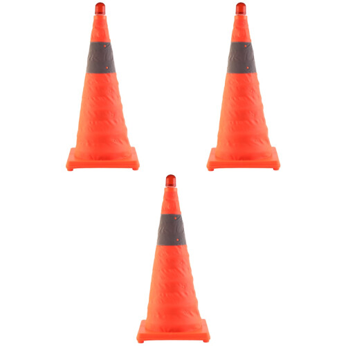 3Pièces Cônes De Route Pliables Orange Haute Visibilité LED 2