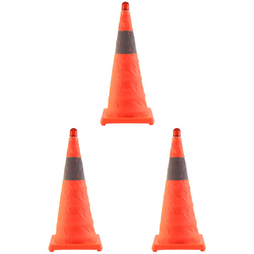 3Pièces Cônes De Route Pliables Orange Haute Visibilité LED 1