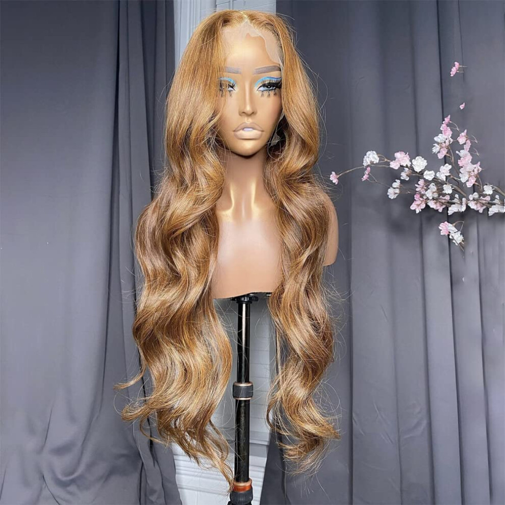 30# Medium Auburn Body Wave Human Hair Lace Front Wig 4x4 Silk Base 180 Density Pre Plucked Glueless