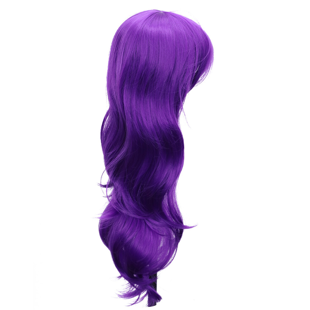 Artibetter Unisex Purple 2Pcs Women Curly Wig Synthetic Fiber Hair Extension For Cosplay