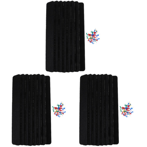 3Sets Black Felt Pinboard Strips Wall Bulletin Board for Notes 2