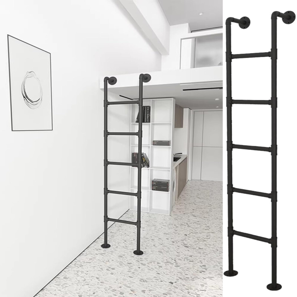 65 Inch Wrought Iron Bunk Bed Ladder With Antislip Pedals And Heavyduty Load Capacity Black