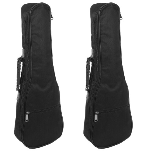 2Pcs Black Ukulele Backpack Thickened Guitar Pouch with Smooth Zippers 1