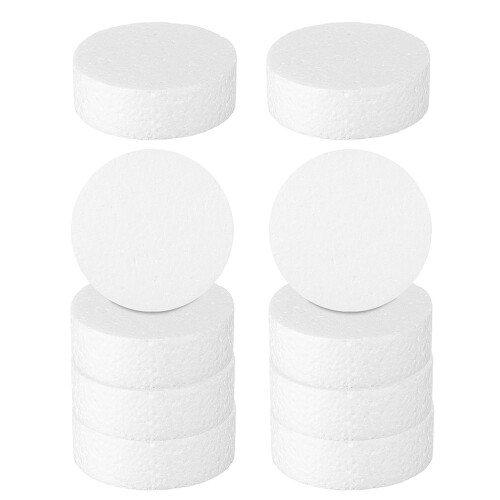 50 Pcs White Foam Blocks Polystyrene Cylinder Cake Dummies For Craft Decor