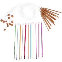 2Sets Multi-Color Crochet Hook Kit Aluminum Wood Knitting Accessories