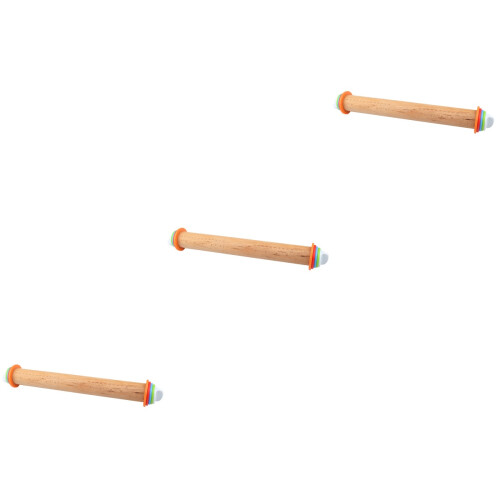 3Pcs Adjustable Wood Rolling Pins Khaki with Scale for Baking Dough 2