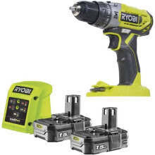 Kompakti langaton iskuporakone/ruuvinväännin - RYOBI - R18PD2-215G - 18V - 10 mm siirrettävä pää - 2 akuta 1,5 Ah &amp; latauslaite 1,5 A