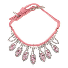 Pink Sparkly Pet Necklace Adjustable Cat Collar with Pendant Charm