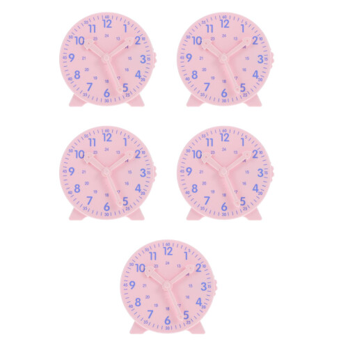 5Pcs Kids Teaching Clock Model For Preschool Learning Tool Pink 2