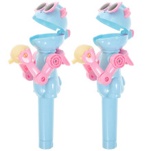6Pcs -Blue Cartoon Robot Lollipop Holder Plastic Candy Storage