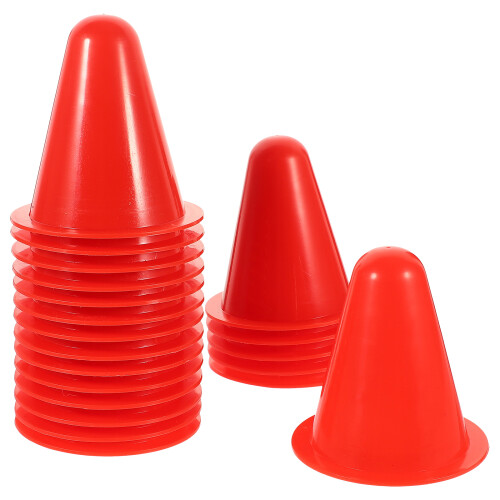 60Pcs Durable Plastic Training Cones for Roller Skating Red Mini