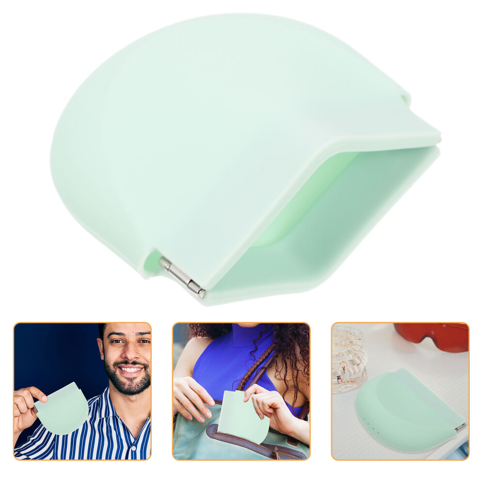Happyyami Light/Green 4Pcs Portable Retainer Storage Box Silicone Denture Holder