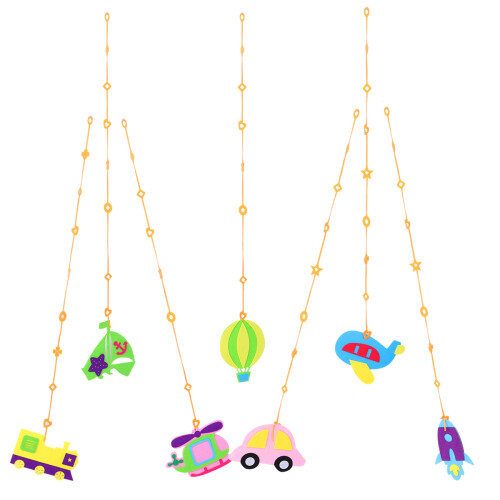 14Pcs Bright Felt Kids Classroom Hanging Decorations with Vehicles 1