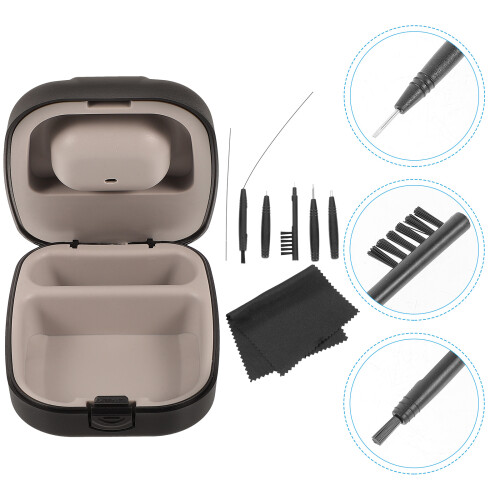 3Sets Hearing Aid Cleaning Tools Portable Durable Black Plastic Kit 2