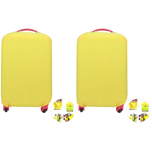 2Pcs Yellow Luggage Case Covers Stretchy Elastic Suitcase Protectors 1