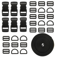 2Sets Adjustable Black Luggage Belt Convenient Strap with Clips