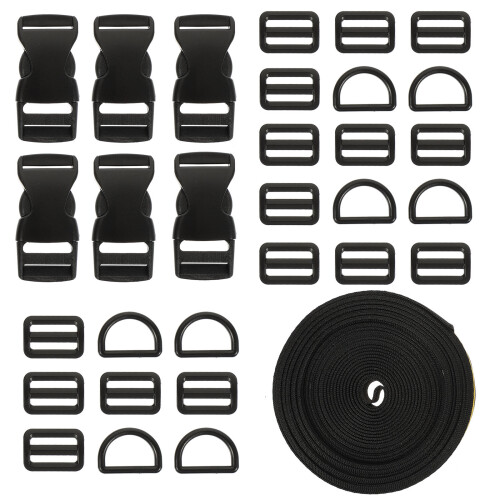 2Sets Adjustable Black Luggage Belt Convenient Strap with Clips