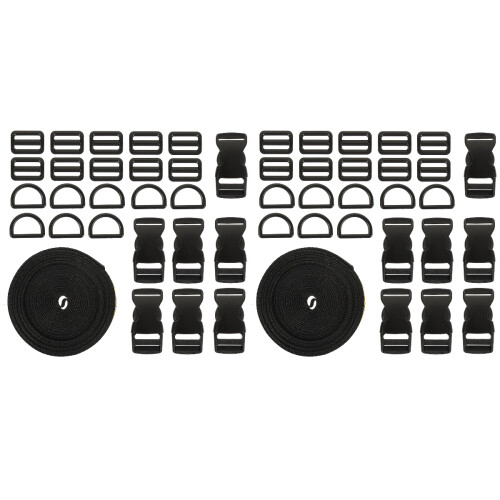 2Sets Adjustable Black Luggage Belt Convenient Strap with Clips 1