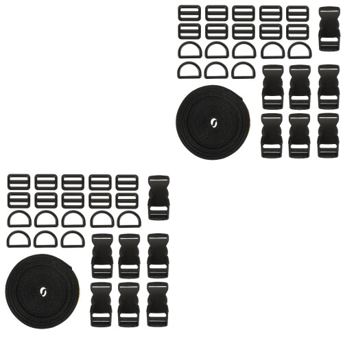 2Sets Adjustable Black Luggage Belt Convenient Strap with Clips 2