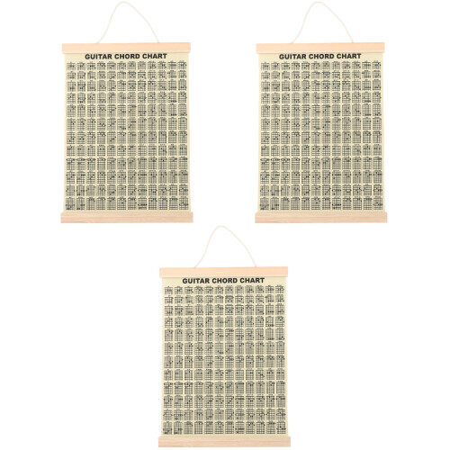 3Pcs Guitar Chord Wall Chart Yellow Paper Practical Learning Guide 2