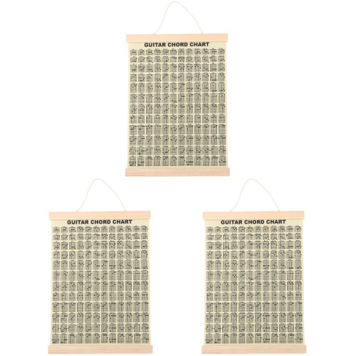 3Pcs Guitar Chord Wall Chart Yellow Paper Practical Learning Guide 1